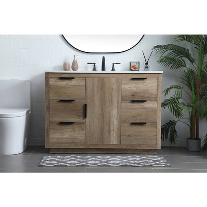 48 Inch SIngle Bathroom Vanity In Natural Oak