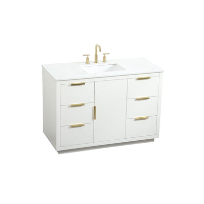 48 inch Single bathroom vanity in white