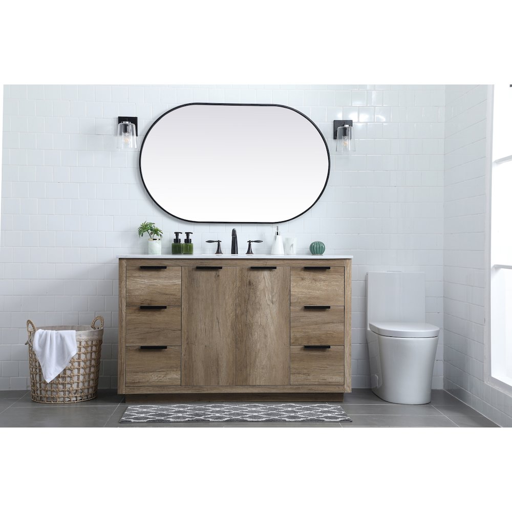 54 Inch SIngle Bathroom Vanity In Natural Oak