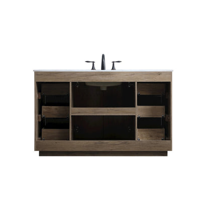 54 Inch SIngle Bathroom Vanity In Natural Oak