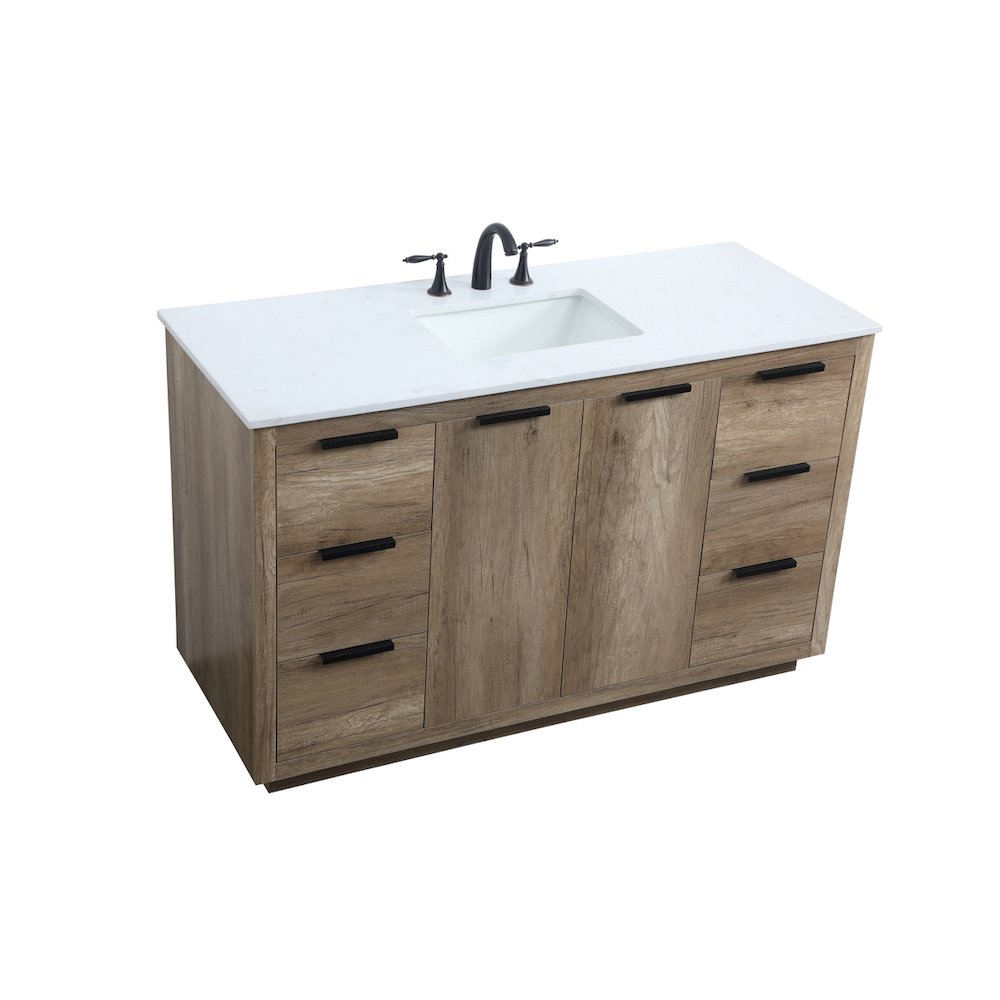 54 Inch SIngle Bathroom Vanity In Natural Oak