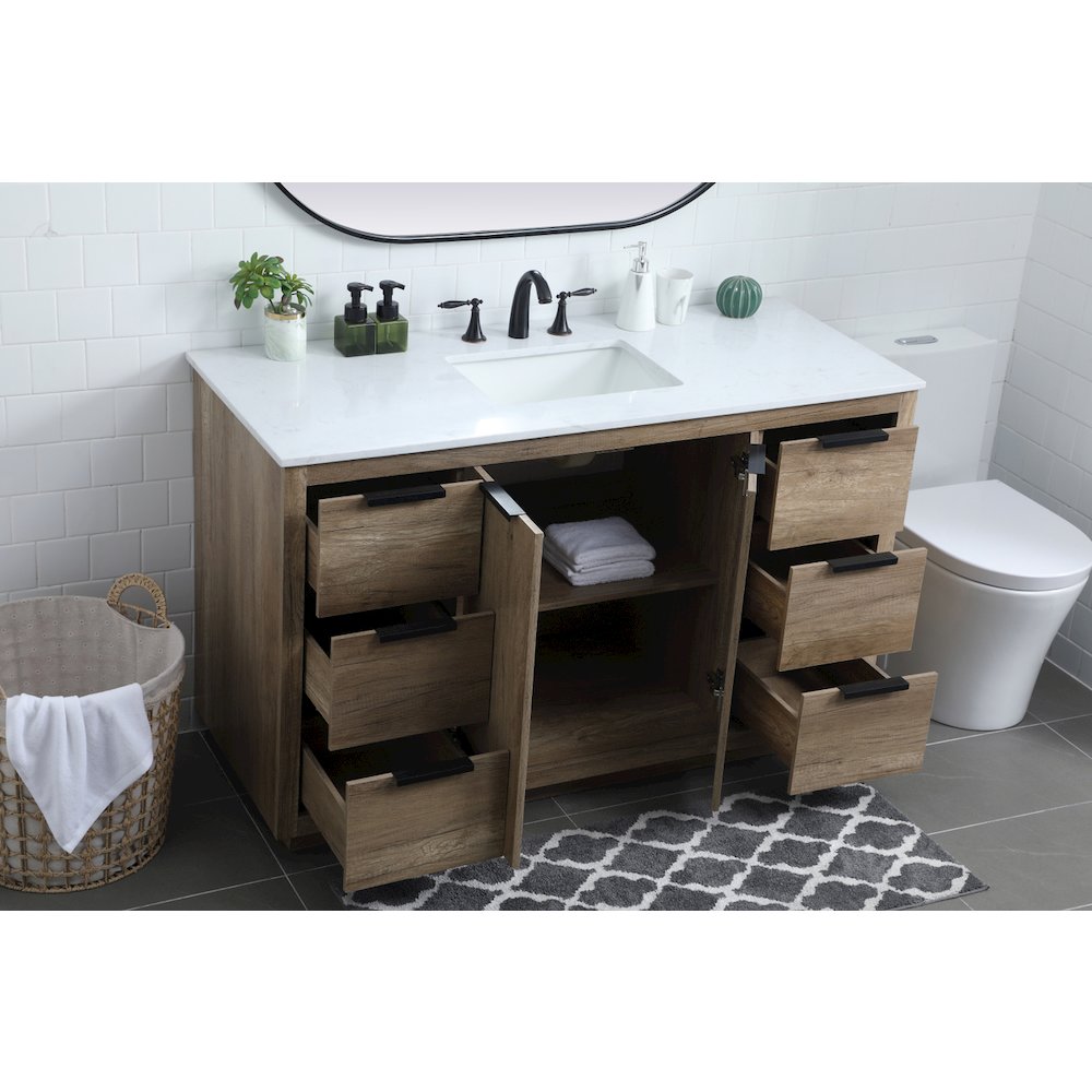 54 Inch SIngle Bathroom Vanity In Natural Oak