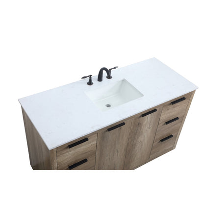 54 Inch SIngle Bathroom Vanity In Natural Oak
