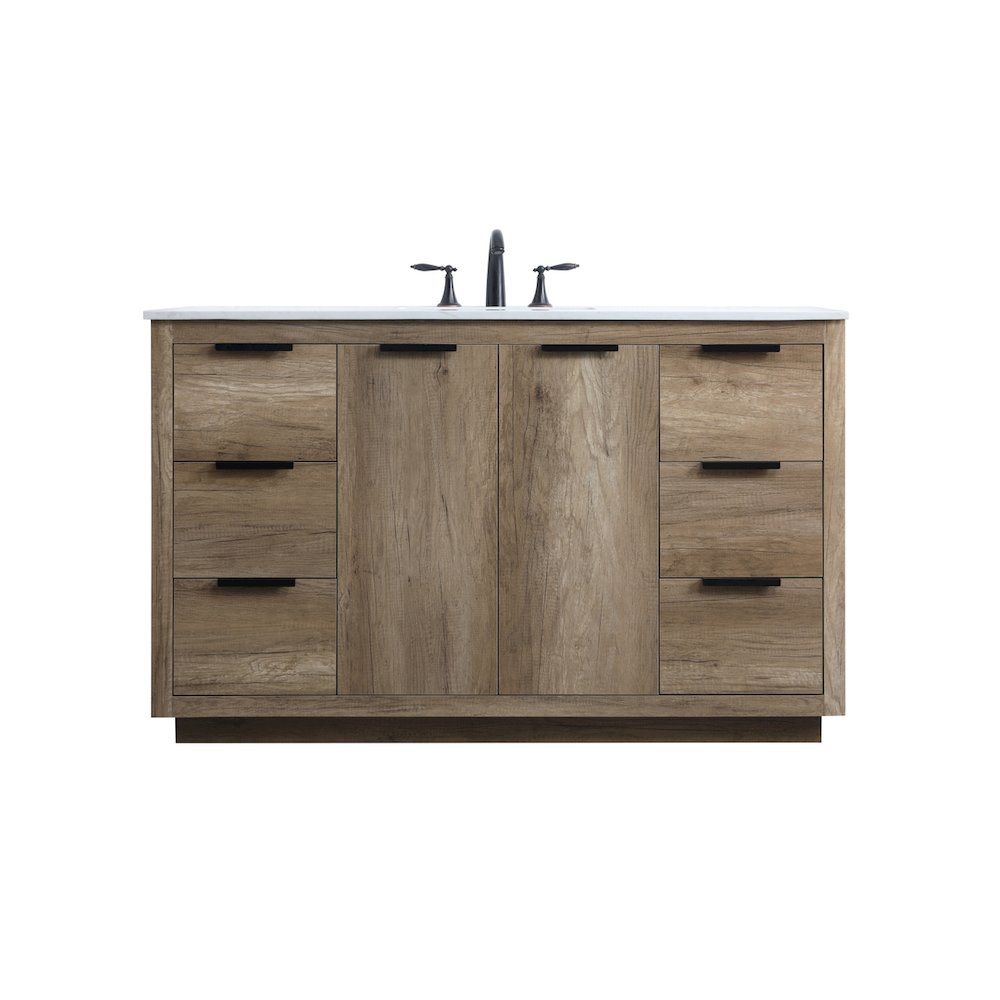 54 Inch SIngle Bathroom Vanity In Natural Oak