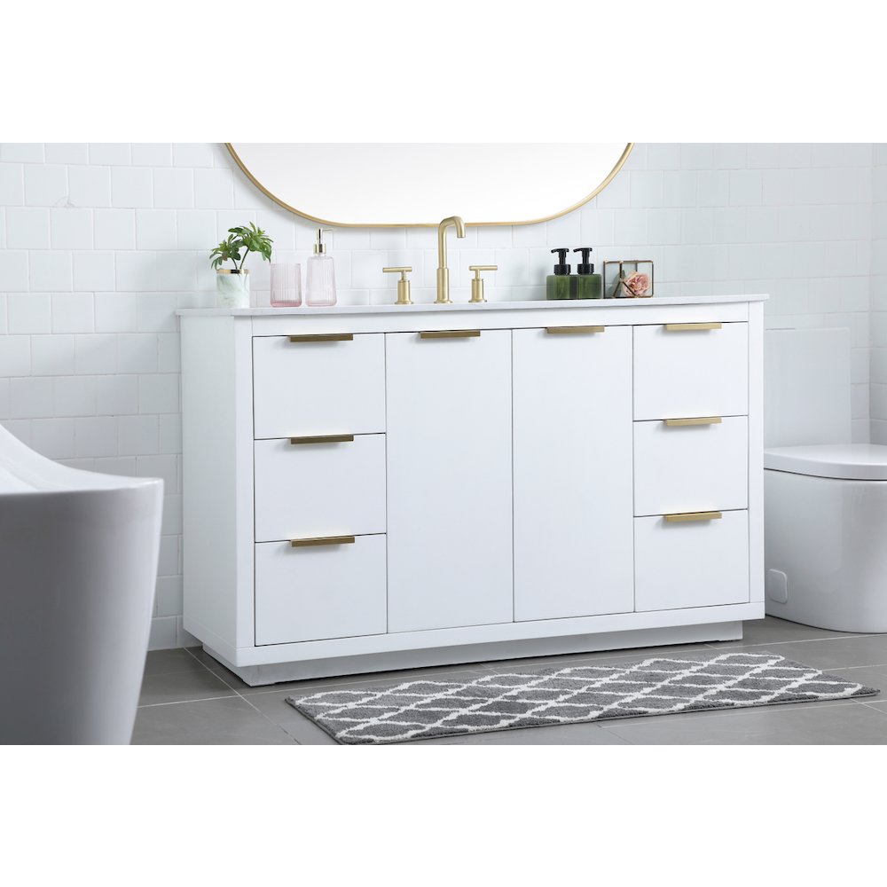 54 Inch SIngle Bathroom Vanity In White
