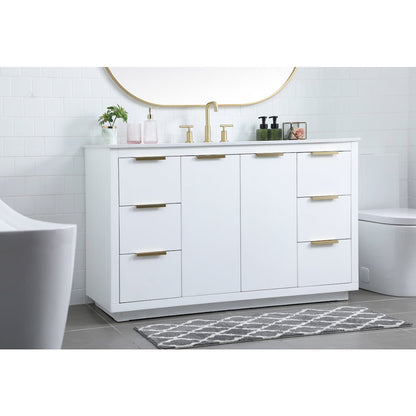 54 Inch SIngle Bathroom Vanity In White
