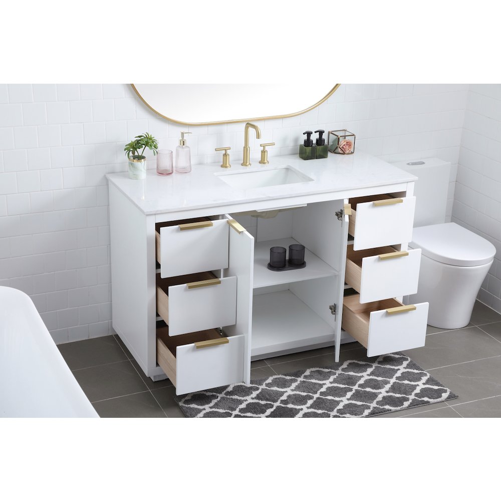 54 Inch SIngle Bathroom Vanity In White