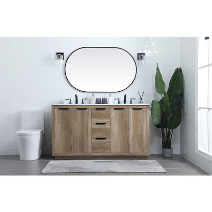 60 Inch Double Bathroom Vanity In Natural Oak