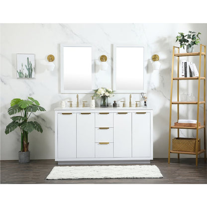 60 inch double bathroom vanity in white