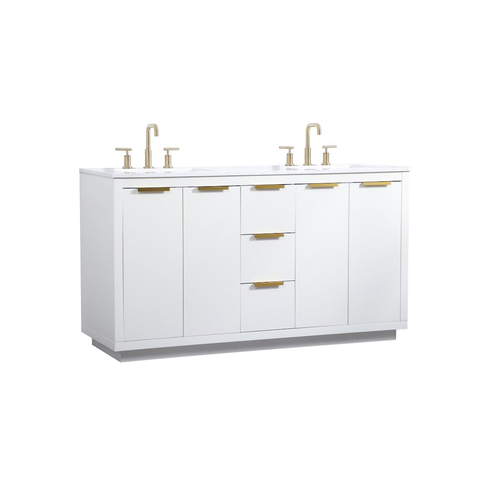 60 inch double bathroom vanity in white