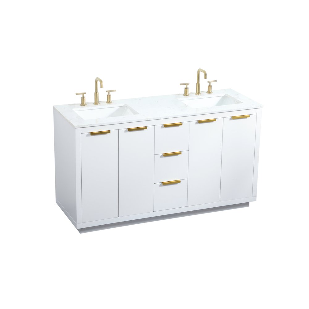 60 inch double bathroom vanity in white