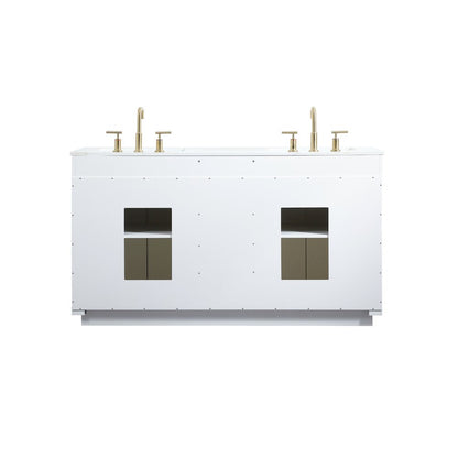 60 inch double bathroom vanity in white