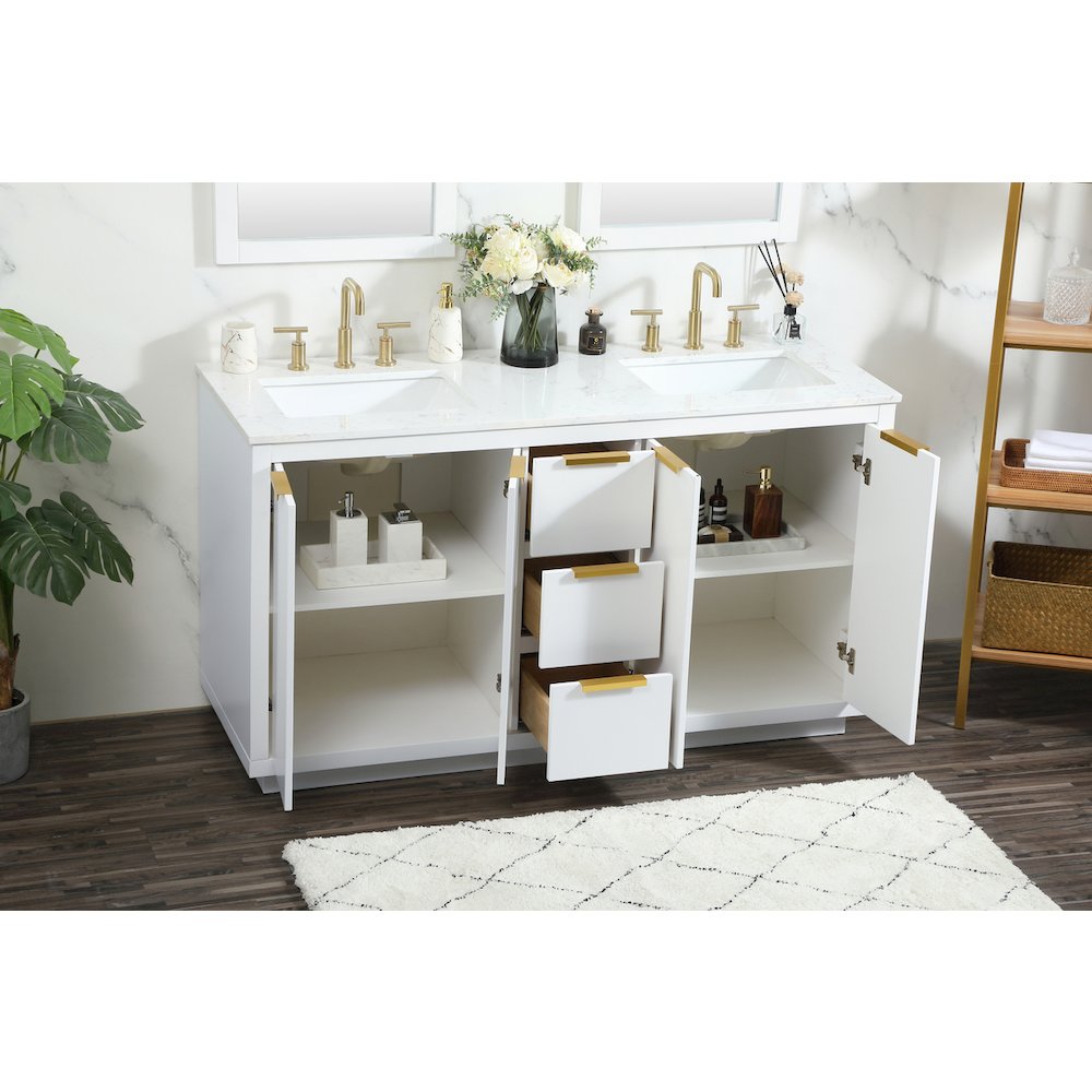 60 inch double bathroom vanity in white