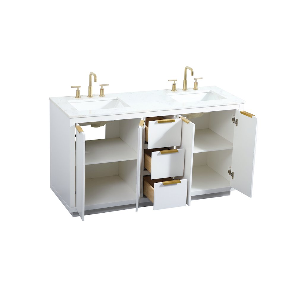 60 inch double bathroom vanity in white