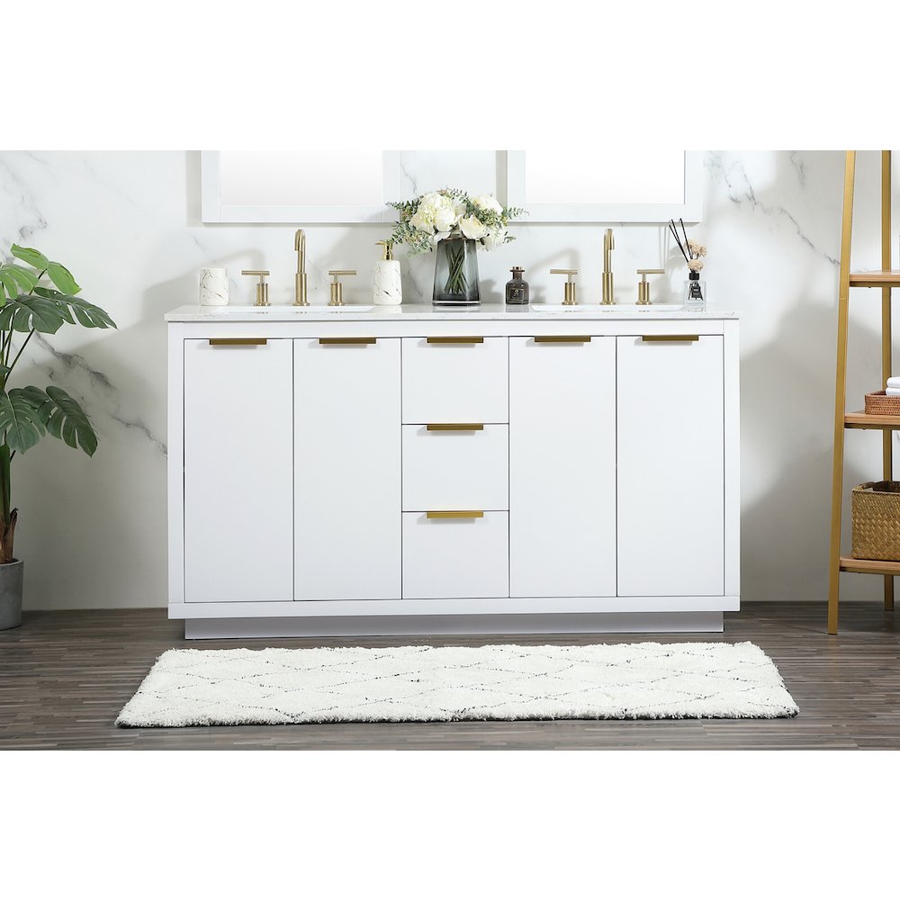 60 inch double bathroom vanity in white