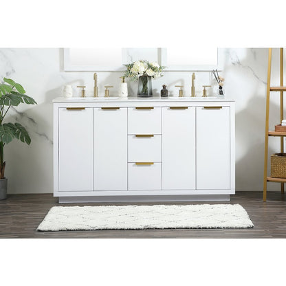 60 inch double bathroom vanity in white
