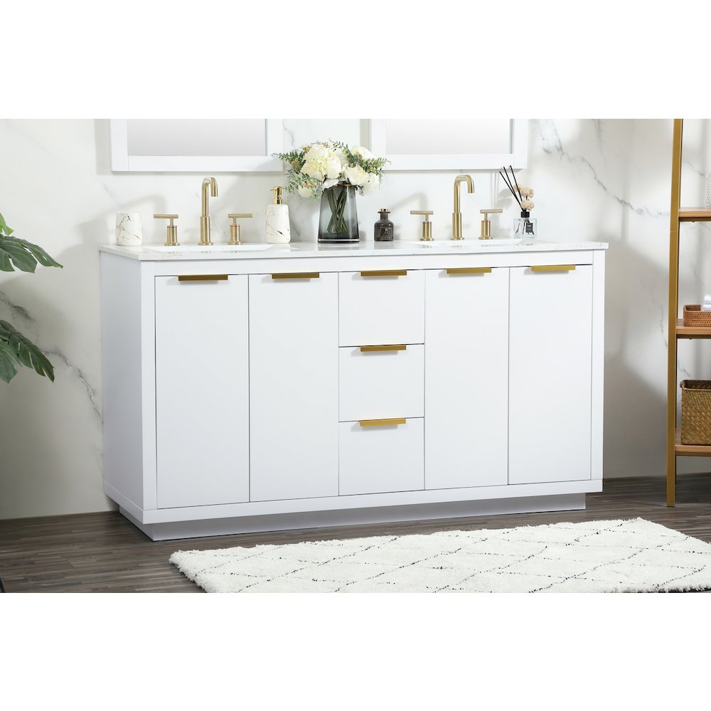 60 inch double bathroom vanity in white