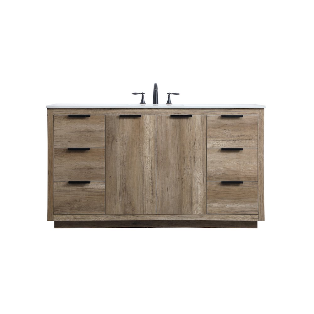 60 Inch SIngle Bathroom Vanity In Natural Oak
