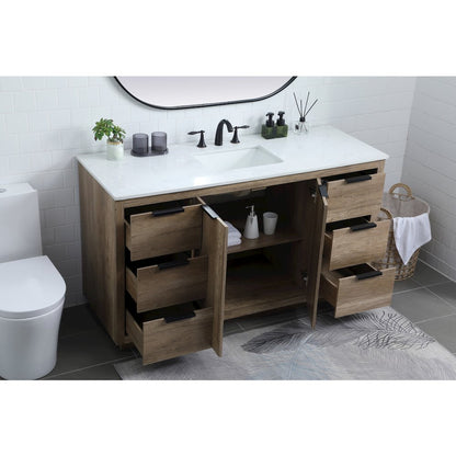 60 Inch SIngle Bathroom Vanity In Natural Oak