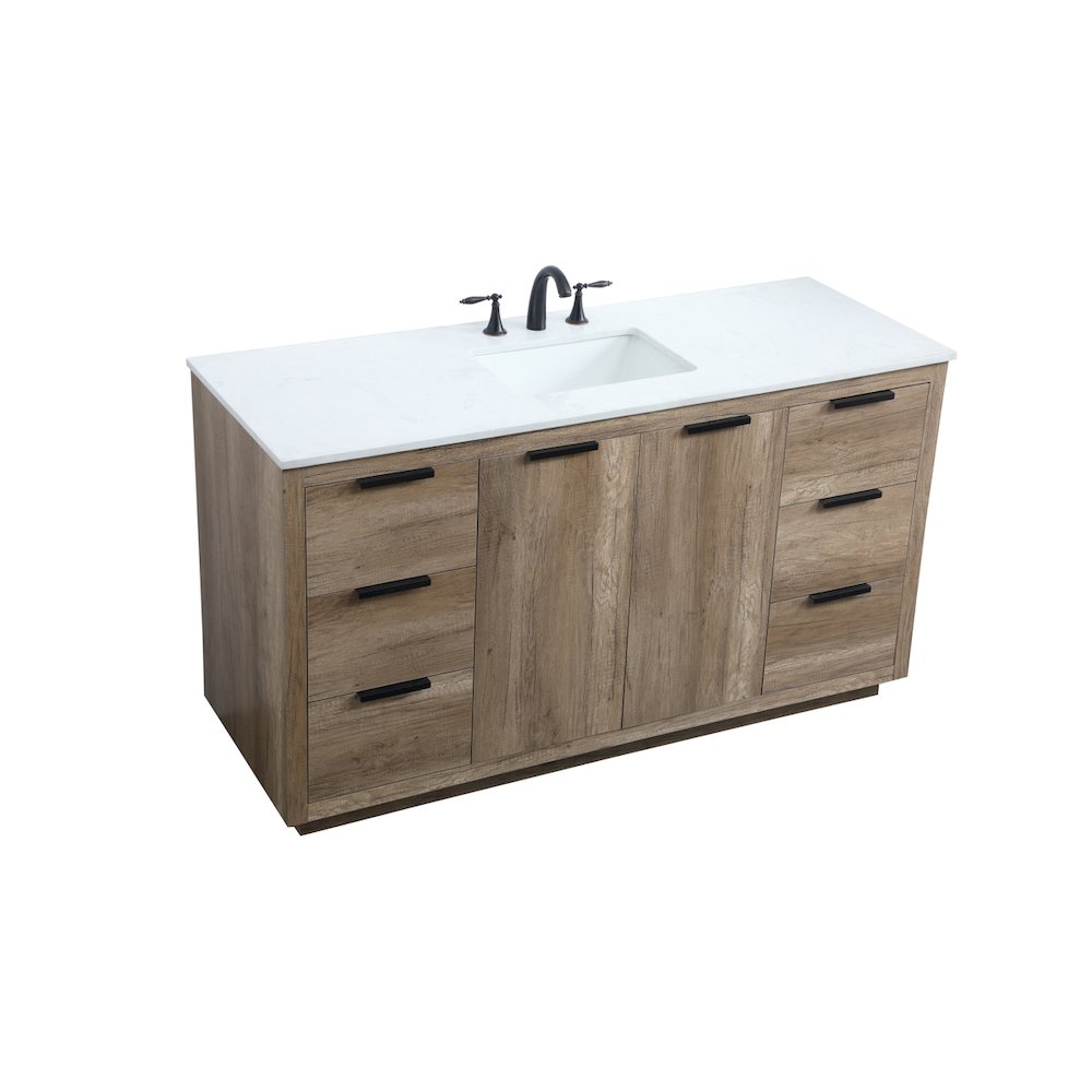 60 Inch SIngle Bathroom Vanity In Natural Oak
