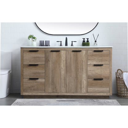 60 Inch SIngle Bathroom Vanity In Natural Oak