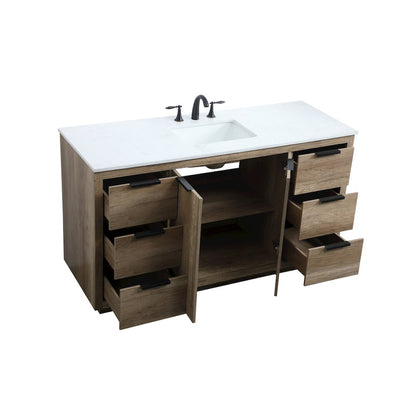60 Inch SIngle Bathroom Vanity In Natural Oak