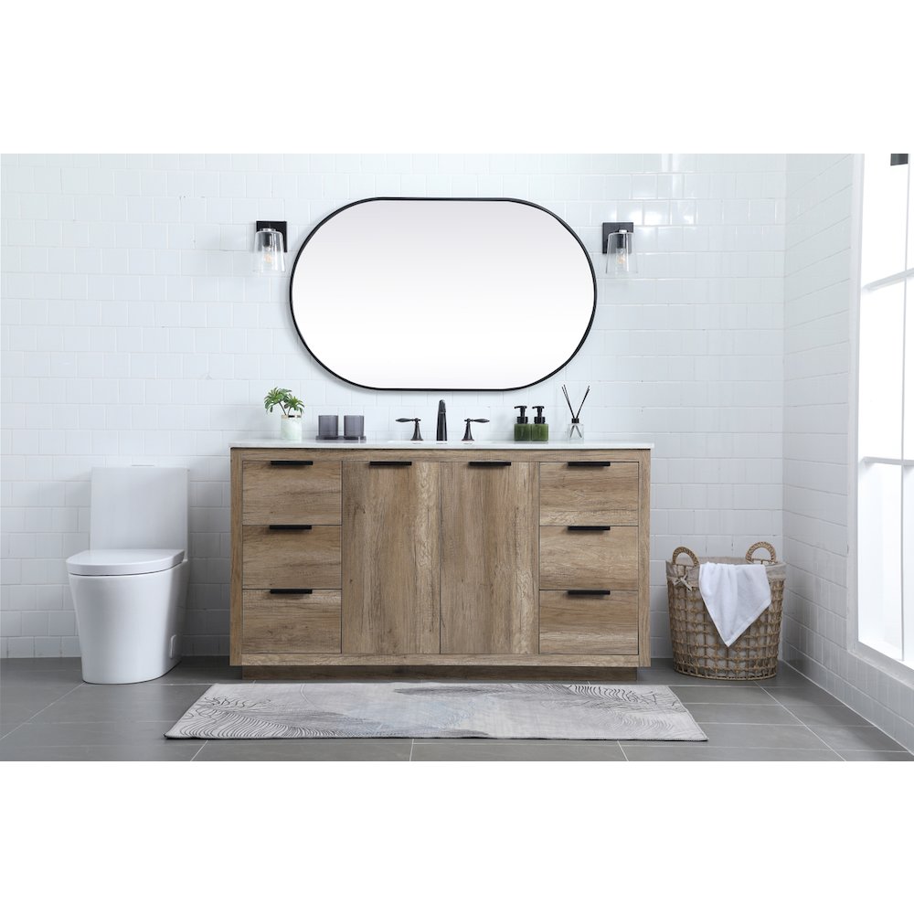 60 Inch SIngle Bathroom Vanity In Natural Oak