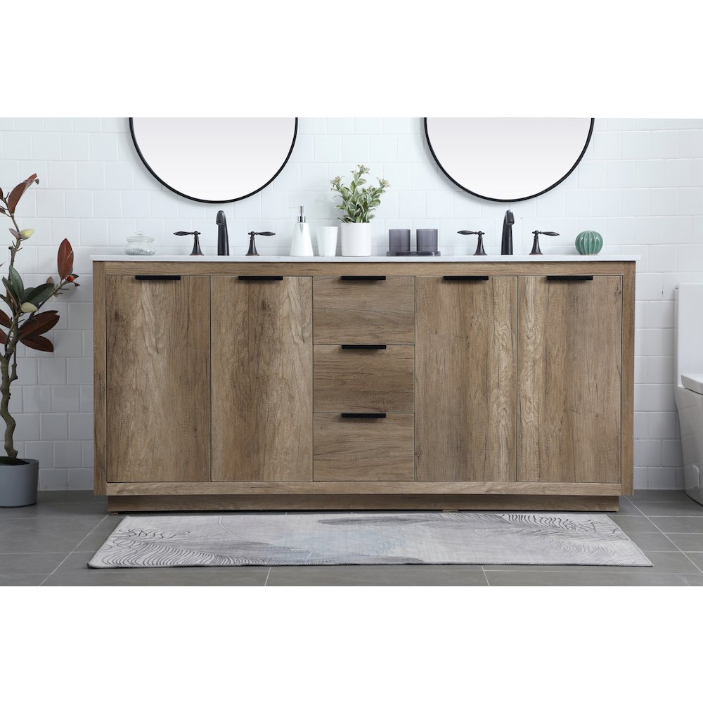 72 Inch Double Bathroom Vanity In Natural Oak