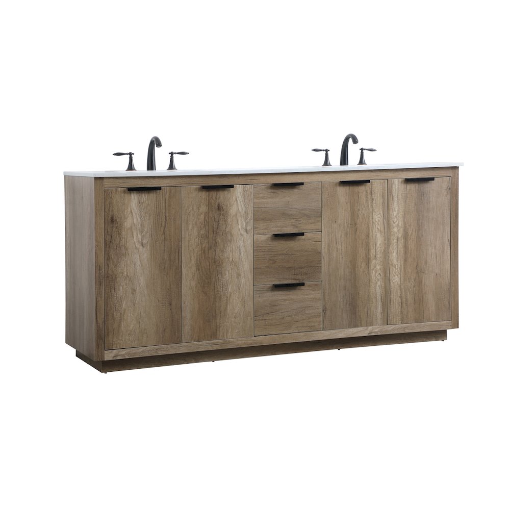 72 Inch Double Bathroom Vanity In Natural Oak