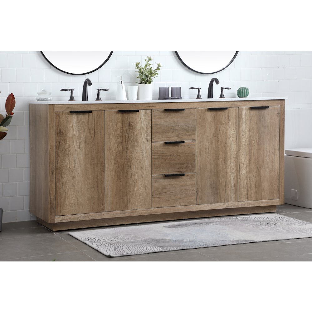 72 Inch Double Bathroom Vanity In Natural Oak