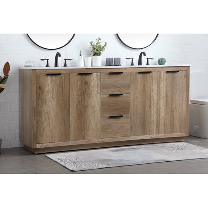 72 Inch Double Bathroom Vanity In Natural Oak