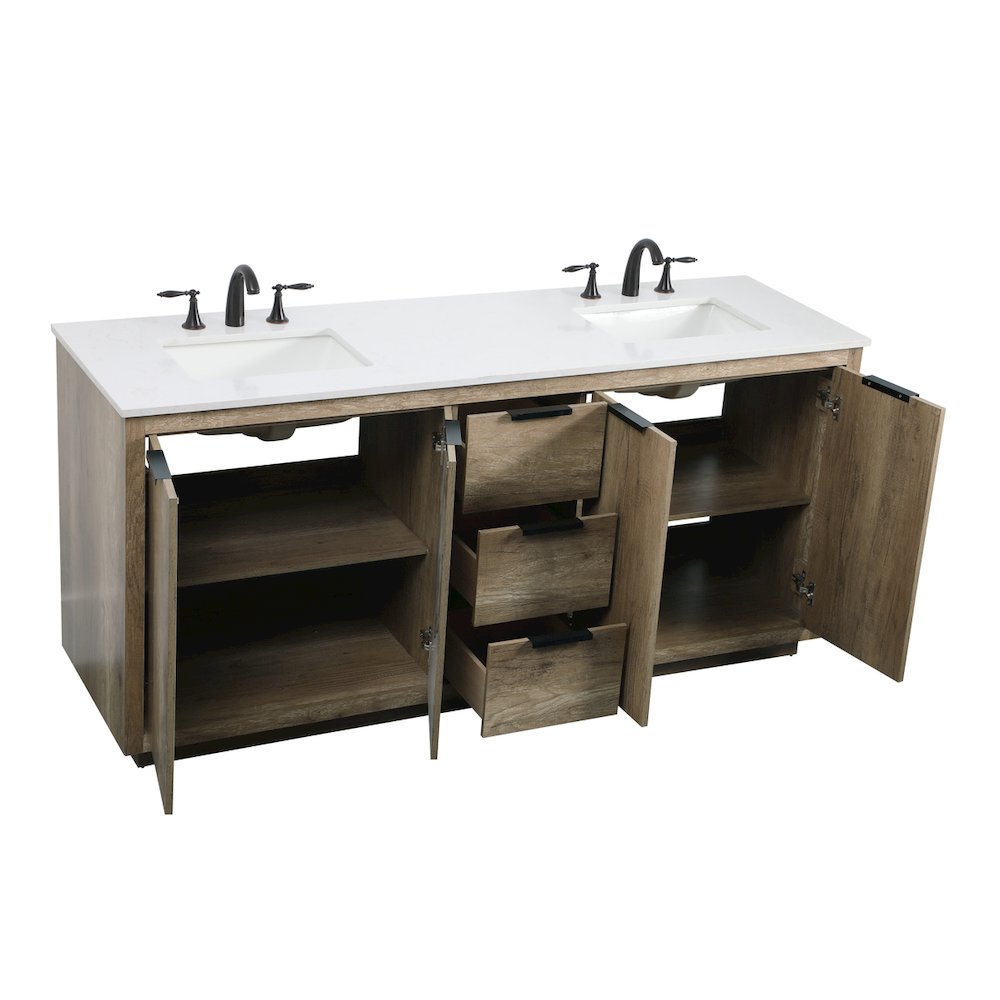 72 Inch Double Bathroom Vanity In Natural Oak