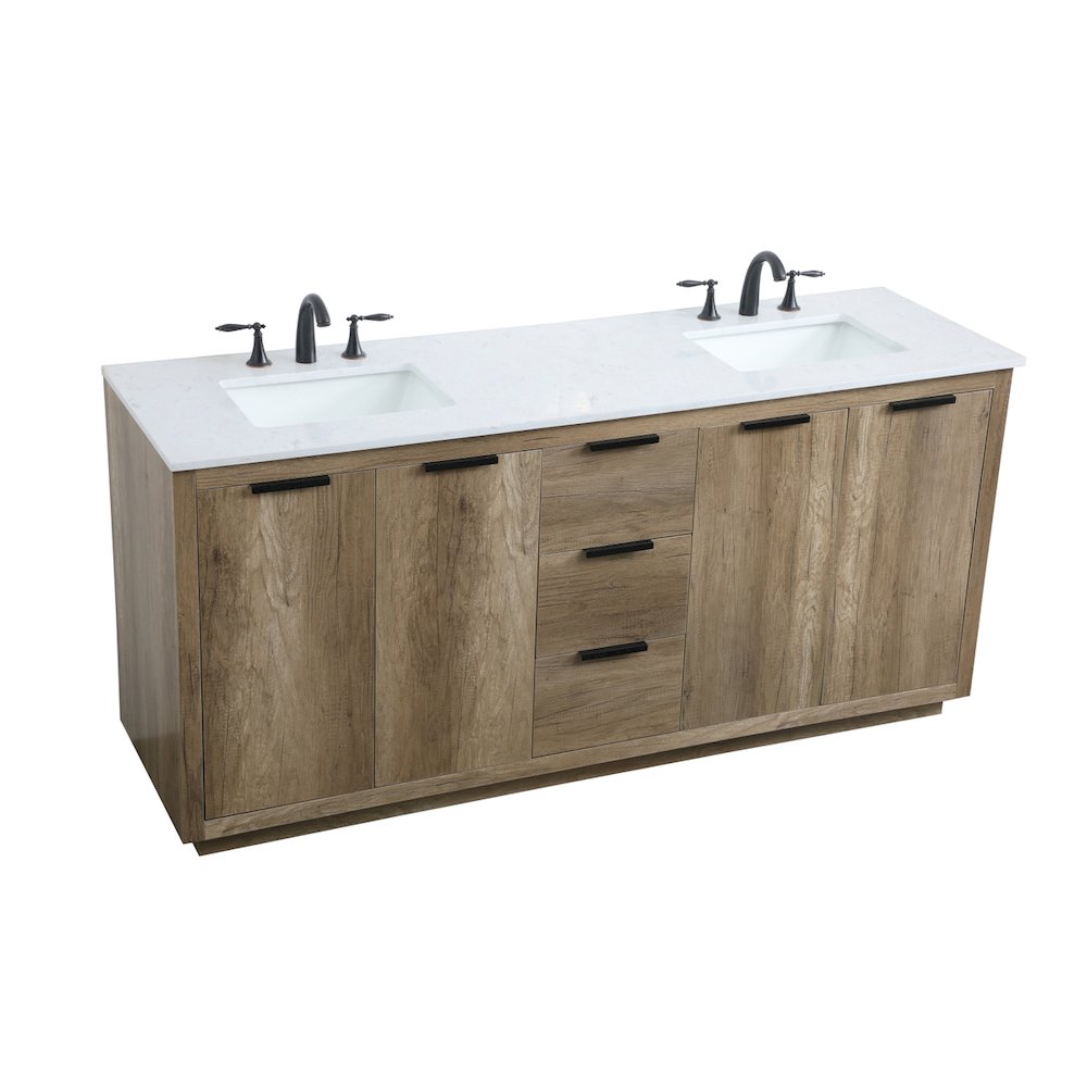 72 Inch Double Bathroom Vanity In Natural Oak