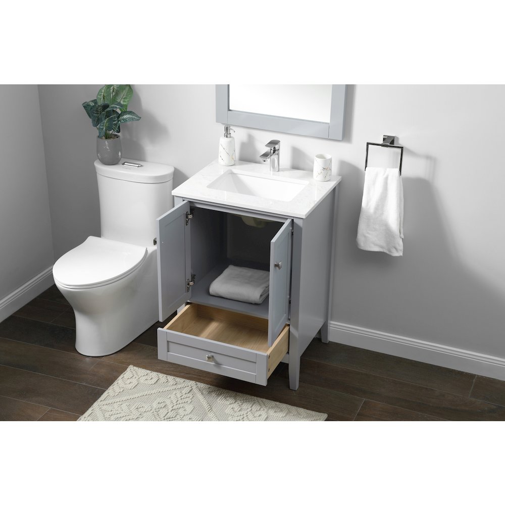 24 Inch SIngle Bathroom Vanity In Grey