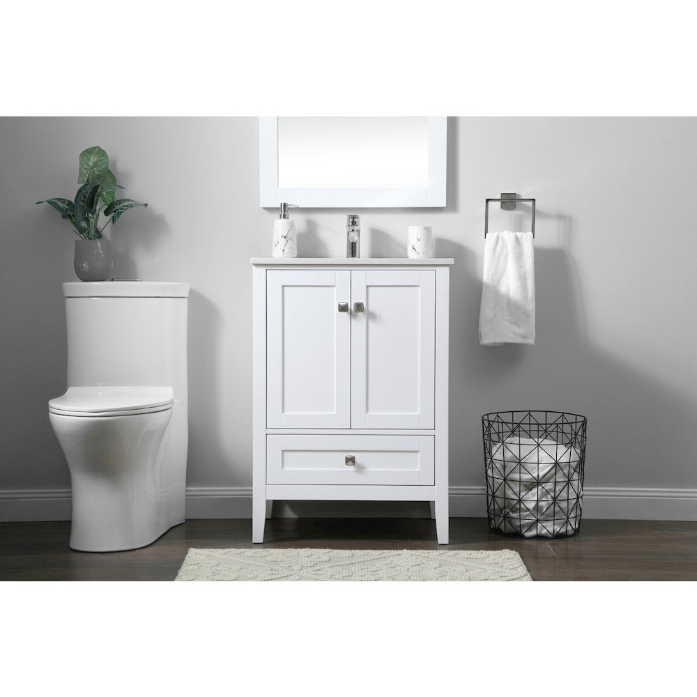 24 Inch SIngle Bathroom Vanity In White