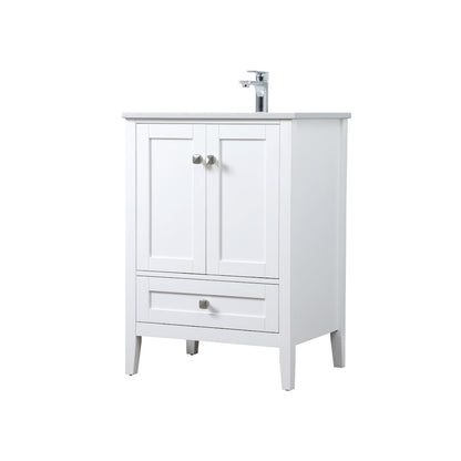 24 Inch SIngle Bathroom Vanity In White