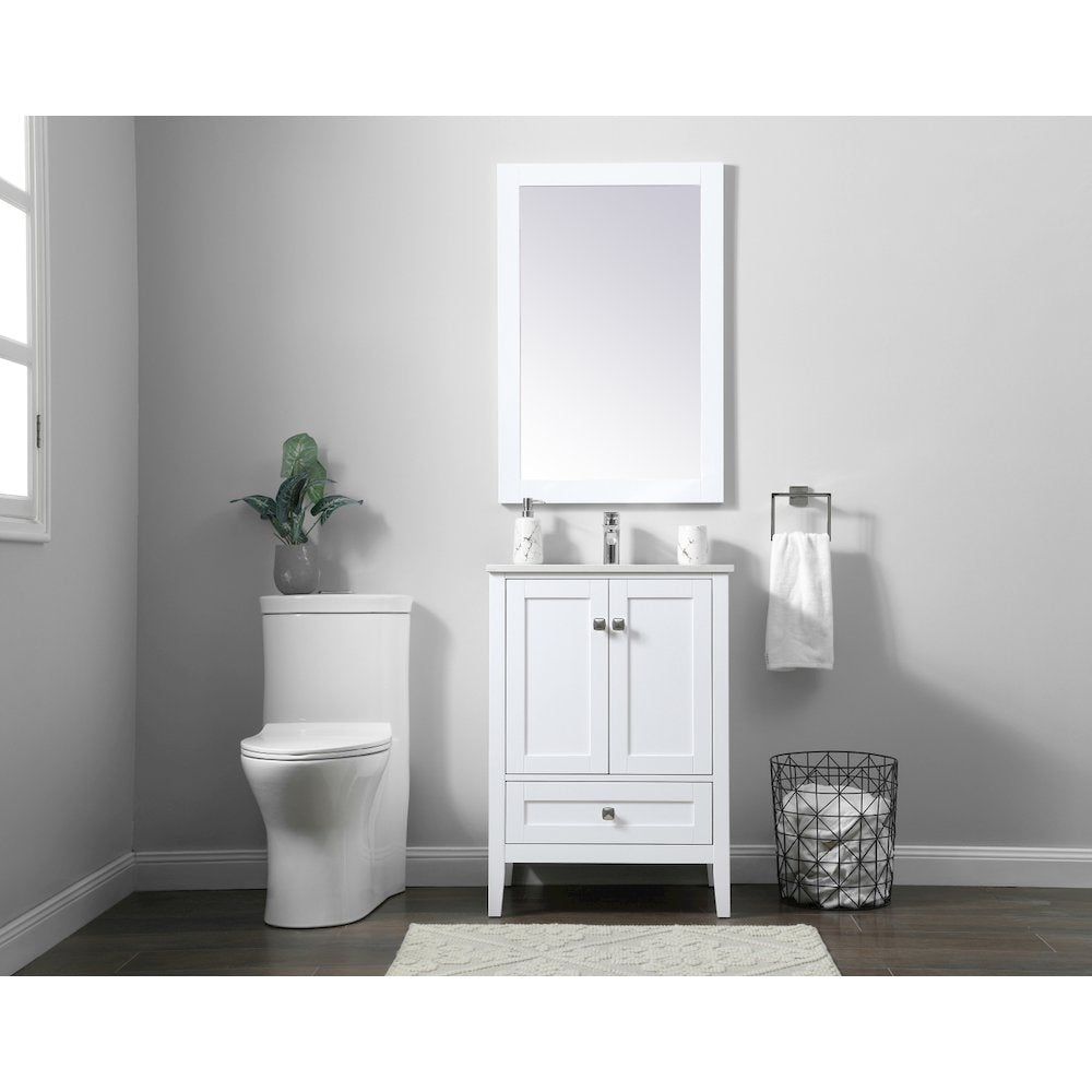 24 Inch SIngle Bathroom Vanity In White