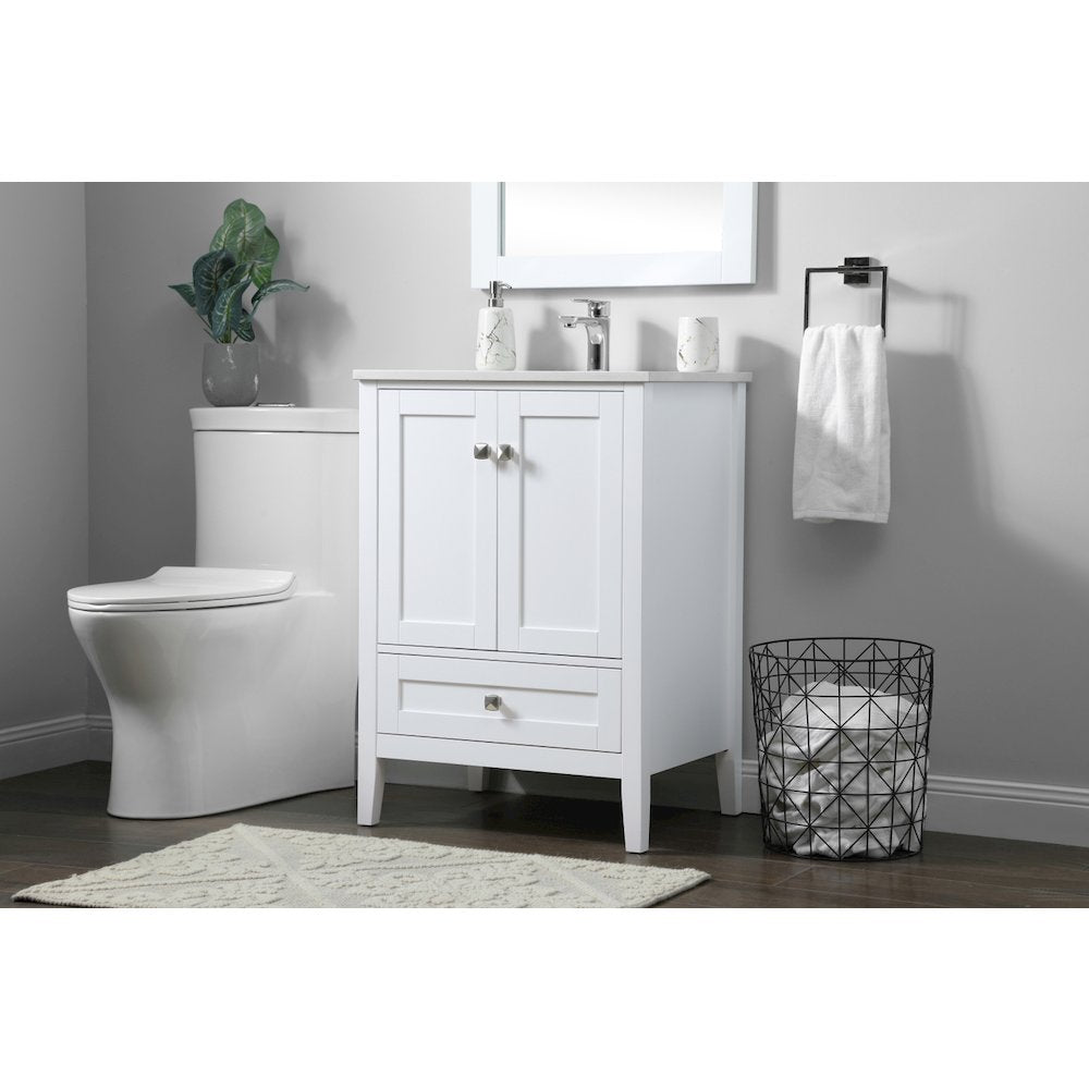 24 Inch SIngle Bathroom Vanity In White