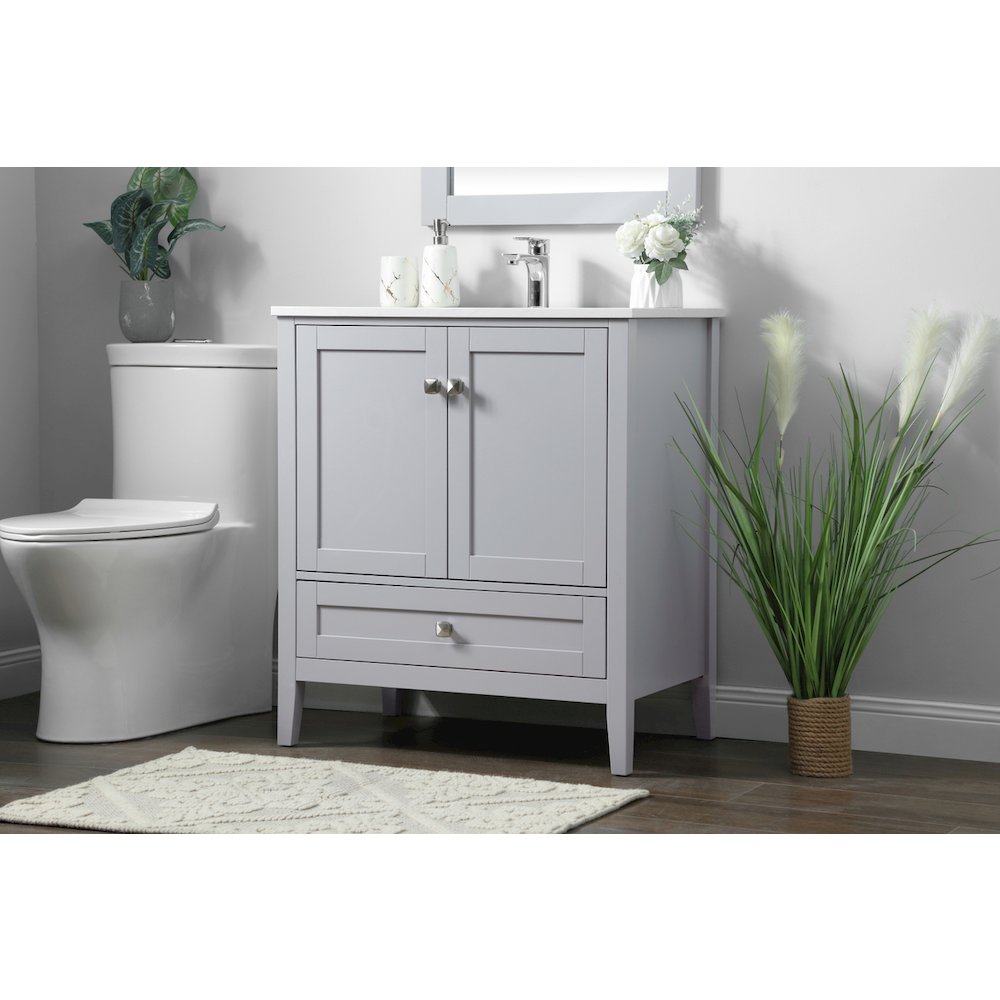 30 Inch SIngle Bathroom Vanity In Grey