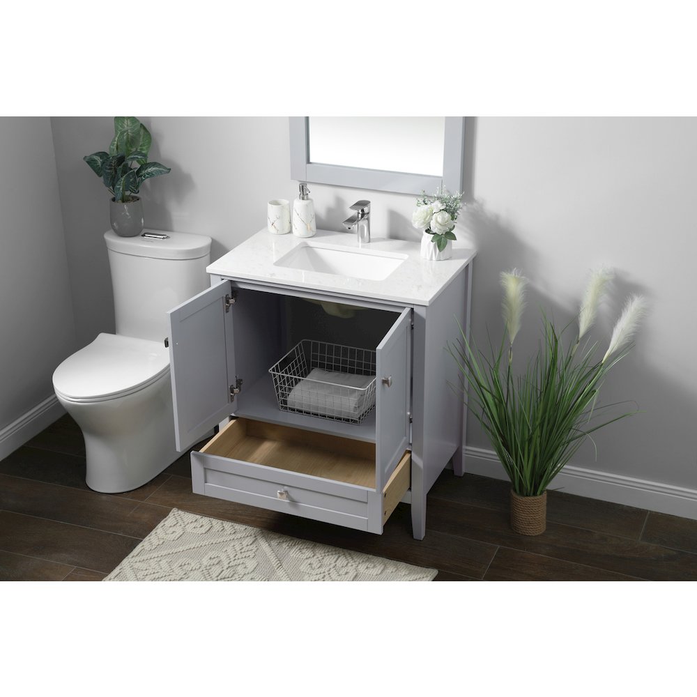 30 Inch SIngle Bathroom Vanity In Grey