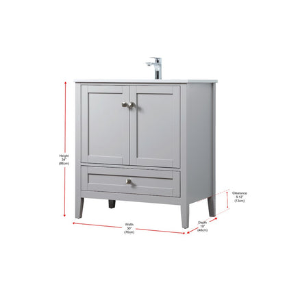 30 Inch SIngle Bathroom Vanity In Grey