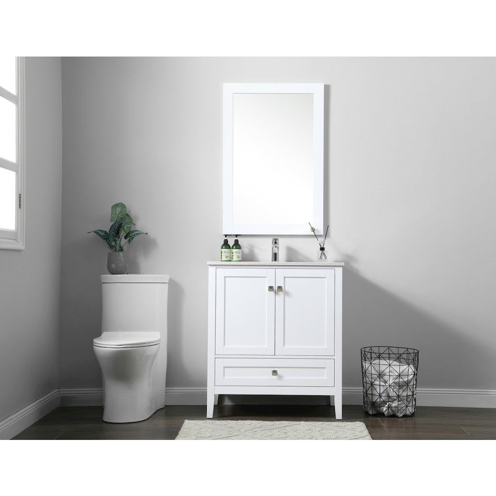 30 Inch SIngle Bathroom Vanity In White