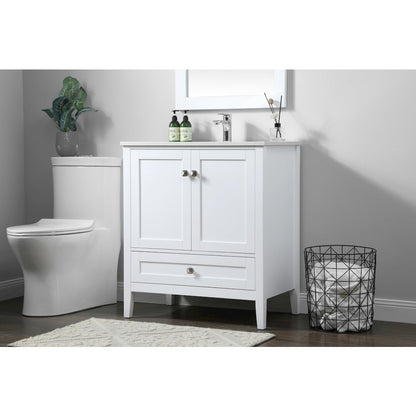 30 Inch SIngle Bathroom Vanity In White
