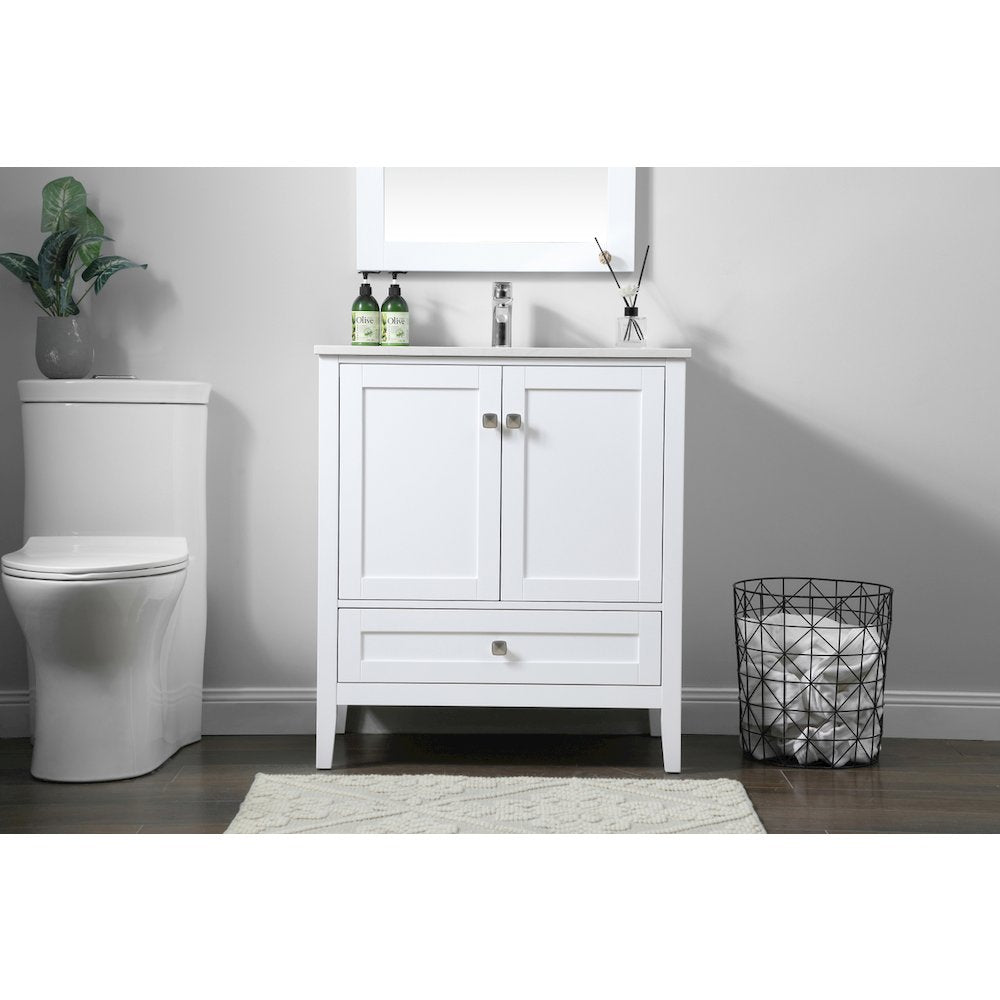 30 Inch SIngle Bathroom Vanity In White
