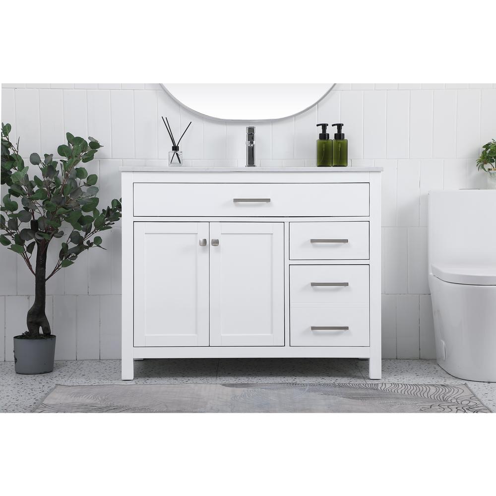 42 Inch Single Bathroom Vanity In White