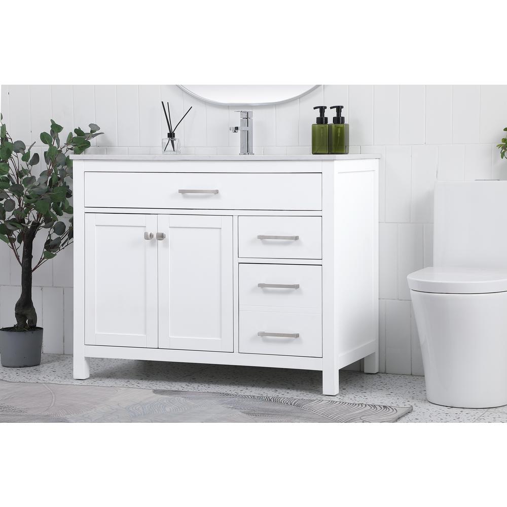 42 Inch Single Bathroom Vanity In White