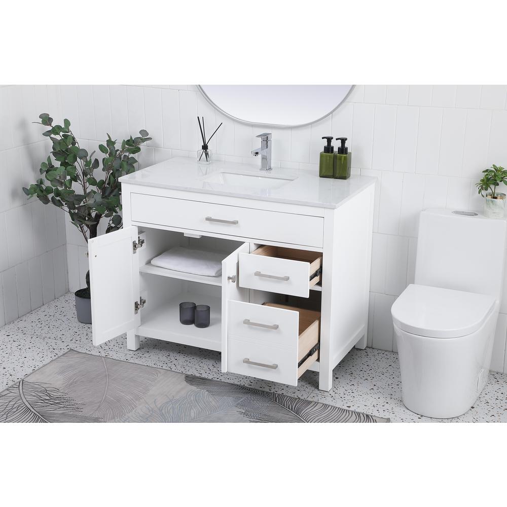 42 Inch Single Bathroom Vanity In White