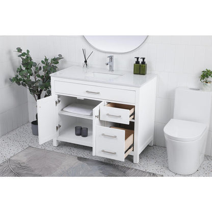 42 Inch Single Bathroom Vanity In White
