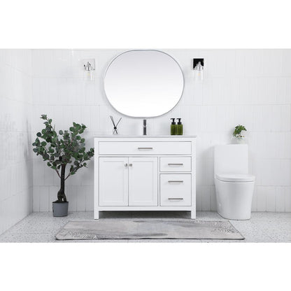 42 Inch Single Bathroom Vanity In White