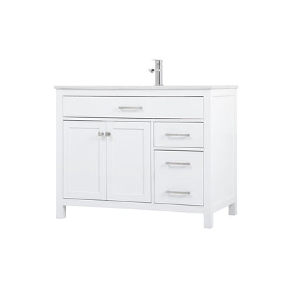 42 Inch Single Bathroom Vanity In White
